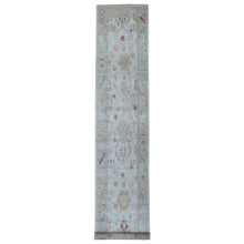 Load image into Gallery viewer, 2&#39;9&quot;x16&#39; Washed Out Gray Angora Oushak, Soft To The Touch Wool Pile Hand Knotted Oriental XL Runner Rug FWR336534