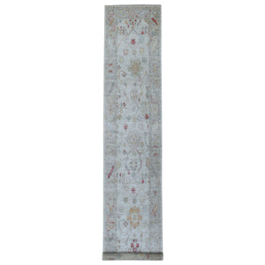 2'9"x16' Washed Out Gray Angora Oushak, Soft To The Touch Wool Pile Hand Knotted Oriental XL Runner Rug FWR336534