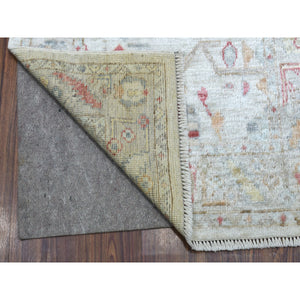 2'9"x16' Washed Out Gray Angora Oushak, Soft To The Touch Wool Pile Hand Knotted Oriental XL Runner Rug FWR336534