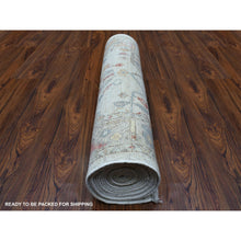 Load image into Gallery viewer, 2&#39;9&quot;x16&#39; Washed Out Gray Angora Oushak, Soft To The Touch Wool Pile Hand Knotted Oriental XL Runner Rug FWR336534