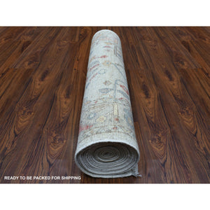 2'9"x16' Washed Out Gray Angora Oushak, Soft To The Touch Wool Pile Hand Knotted Oriental XL Runner Rug FWR336534