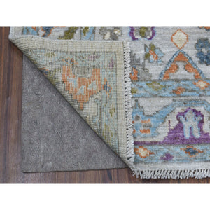 4'1"x5'10" Soft Velvety Wool Hand Knotted Colorful Gray Angora Oushak Oriental Rug FWR336654