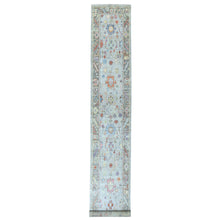 Load image into Gallery viewer, 2&#39;5&quot;x17&#39;1&quot; Shiny Wool Hand Knotted Gray With Soft Color Angora Oushak Oriental XL Runner Rug FWR336690