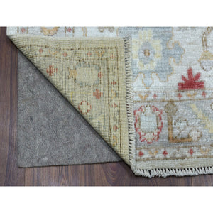 2'10"x17'3" Hand Knotted Gray Angora Oushak With Soft & Supple Wool Oriental XL Runner Rug FWR336720