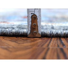Load image into Gallery viewer, 3&#39;2&quot;x13&#39;9&quot; Charcoal Black Angora Oushak With Floral Motifs Soft &amp; Vibrant Wool Hand Knotted Oriental Runner Rug FWR337338