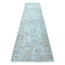 Load image into Gallery viewer, 2&#39;10&quot;x11&#39;8&quot; Hand Knotted Gray Angora Oushak With Floral Motifs Soft and Vibrant Wool Oriental Runner Rug FWR338076