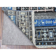 Load image into Gallery viewer, 2&#39;10&quot;x4&#39;10&quot; Blue Folk Art Kashkuli Gabbeh Hand-Knotted Natural Wool Nomad Rug FWR338742