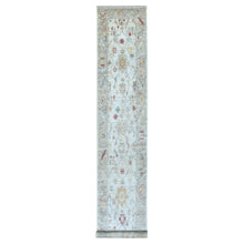 Load image into Gallery viewer, 2&#39;8&quot;x16&#39;1&quot; Gray Angora Oushak With Soft Colors Pure Wool Hand Knotted Oriental XL Runner Rug FWR338862
