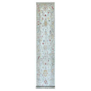 2'8"x16'1" Gray Angora Oushak With Soft Colors Pure Wool Hand Knotted Oriental XL Runner Rug FWR338862