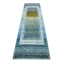 Load image into Gallery viewer, 2&#39;7&quot;x9&#39;6&quot; Light Blue Folk Art Kashkuli Gabbeh Natural Wool Hand-Knotted Ethnic Runner Rug FWR339096