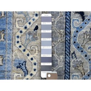 2'7"x9'8" Gray Super Kazak With Shawl Design Organic Wool Hand Knotted Runner Rug FWR339120