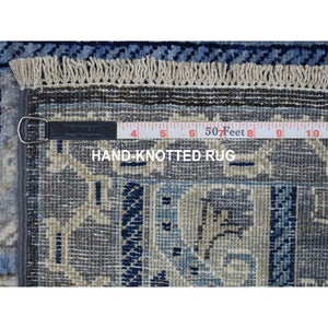 2'7"x9'8" Gray Super Kazak With Shawl Design Organic Wool Hand Knotted Runner Rug FWR339120