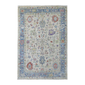 5'10"x9' Taupe Angora Oushak In A Colorful Palette Pure Wool Hand Knotted Oriental Rug FWR339312