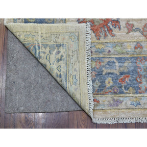 5'10"x9' Taupe Angora Oushak In A Colorful Palette Pure Wool Hand Knotted Oriental Rug FWR339312