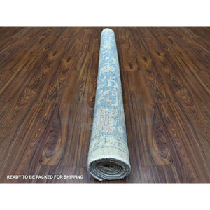 5'10"x9' Taupe Angora Oushak In A Colorful Palette Pure Wool Hand Knotted Oriental Rug FWR339312