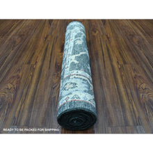 Load image into Gallery viewer, 2&#39;10&quot;x9&#39;10&quot; Charcoal Black Angora Oushak With Large Motifs, Soft To The Touch Wool Pile Hand Knotted Oriental Runner Rug FWR339576