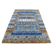 Load image into Gallery viewer, 5&#39;8&quot;x7&#39;10&quot; Gray Kashkuli Gabbeh Nomadic Design Pure Wool Hand-Knotted Oriental Rug FWR339702