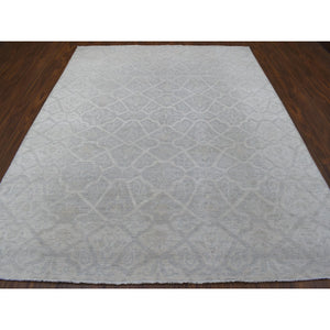 8'x9'9" Ivory White Wash Peshawar Natural Wool Hand Knotted Oriental Rug FWR340392