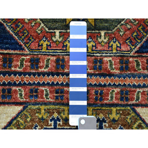 1'10"x3' Red Afghan Ersari Tribal Design Hand Knotted Organic Wool Oriental Rug FWR340584