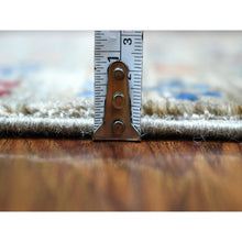 Load image into Gallery viewer, 2&#39;10&quot;x7&#39;7&quot; Hand Knotted Gray Super Kazak Khorjin Design With Colorful Tassles Pure Wool Oriental Runner Rug FWR340968