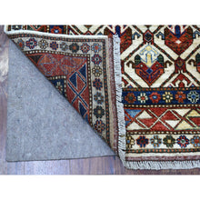 Load image into Gallery viewer, 4&#39;10&quot;x6&#39;5&quot; Hand Knotted Ivory Afghan Ersari With Geometric Design Pure Wool Oriental Rug FWR341256