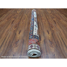 Load image into Gallery viewer, 4&#39;10&quot;x6&#39;5&quot; Hand Knotted Ivory Afghan Ersari With Geometric Design Pure Wool Oriental Rug FWR341256