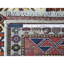 Load image into Gallery viewer, 4&#39;10&quot;x6&#39;5&quot; Hand Knotted Ivory Afghan Ersari With Geometric Design Pure Wool Oriental Rug FWR341256