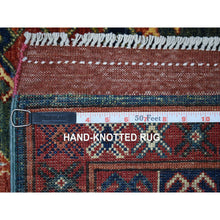 Load image into Gallery viewer, 4&#39;10&quot;x12&#39;9&quot; Teal Afghan Ersari With Geometric Design Hand Knotted Pure Wool Oriental Gallery Wide Size Runner Rug FWR341262