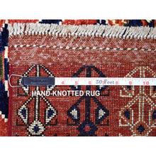 Load image into Gallery viewer, 5&#39;3&quot;x6&#39;6&quot; Pure Wool Red Afghan Ersari Geometric Design Hand Knotted Oriental Rug FWR341370