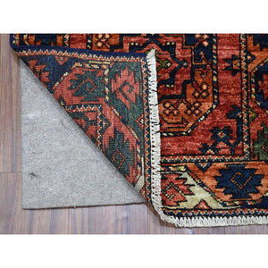 2'x3' Rust Red Afghan Turkoman Ersari Elephant Feet Design Organic Wool Hand Knotted Oriental Rug FWR341766