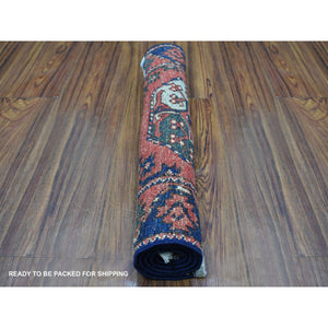 2'x3' Rust Red Afghan Turkoman Ersari Elephant Feet Design Organic Wool Hand Knotted Oriental Rug FWR341766