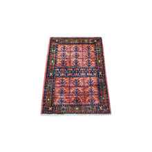 Load image into Gallery viewer, 2&#39;x2&#39;10&quot; Red Pure Wool Afghan Ersari With Tribal Design Hand Knotted Oriental Rug FWR341910