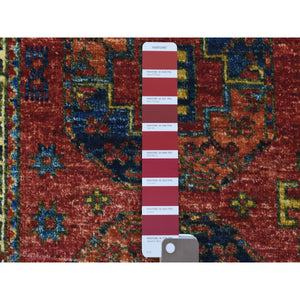 2'x2'9" Red Afghan Ersari With Elephant Feet Design Hand Knotted Organic Wool Oriental Rug FWR341916