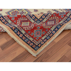8'8"x12' Ivory Special kazak Geometric Design Pure wool Hand Knotted Oriental Rug FWR342330