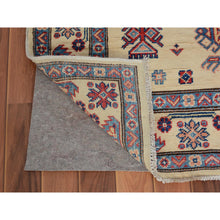 Load image into Gallery viewer, 3&#39;10&quot;x6&#39; Ivory Special Kazak Geometric Design Pure Wool Hand Knotted Oriental Rug FWR342486