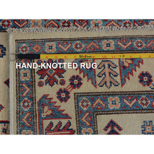 Load image into Gallery viewer, 3&#39;10&quot;x6&#39; Ivory Special Kazak Geometric Design Pure Wool Hand Knotted Oriental Rug FWR342486