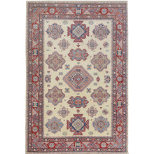 Load image into Gallery viewer, 6&#39;4&quot;x9&#39;5&quot; Ivory Special Kazak Geometric Design Pure Wool Hand Knotted Oriental Rug FWR342546