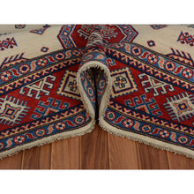 Load image into Gallery viewer, 6&#39;x9&#39; Ivory Special Kazak Geometric Design Pure Wool Hand Knotted Oriental Rug FWR342552