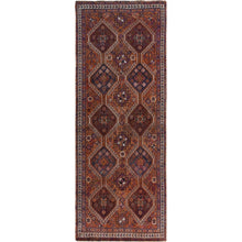 Load image into Gallery viewer, 3&#39;10&quot;x9&#39;1&quot; Natural Colors Wide Runner Vintage And Worn Down Persian Shiraz Distressed Hand Knotted Oriental Rug FWR342804