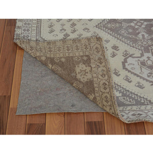 5'x7'9" Natural Colors Vintage And Worn Down Persian Shiraz Pure Wool Distressed Hand Knotted Oriental Rug FWR343416