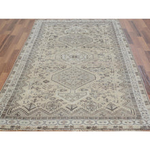 Load image into Gallery viewer, 4&#39;10&quot;x7&#39;10&quot; Earth Tone Colors Old And Worn Down Persian Qashqai Pure Wool Distressed Hand Knotted Oriental Rug FWR343422