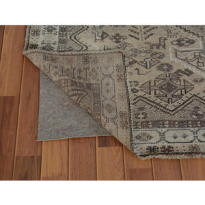4'10"x7'10" Earth Tone Colors Old And Worn Down Persian Qashqai Pure Wool Distressed Hand Knotted Oriental Rug FWR343422