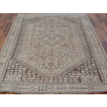 Load image into Gallery viewer, 5&#39;6&quot;x8&#39;2&quot; Natural Colors Old and Worn Down Persian Qashqai Pure Wool Distressed Hand Knotted Oriental Rug FWR343470