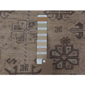 5'4"x8'1" Beige Worn Down And Old Persian Qashqai Pure Wool Distressed Hand Knotted Oriental Rug FWR343686