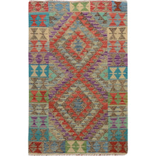 Load image into Gallery viewer, 2&#39;7&quot;x4&#39;1&quot; Colorful Reversible Flat weave Afghan Kilim Pure Wool Hand Woven Oriental Rug FWR345060