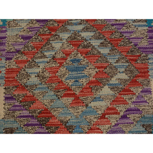 2'7"x4'1" Colorful Reversible Flat weave Afghan Kilim Pure Wool Hand Woven Oriental Rug FWR345060