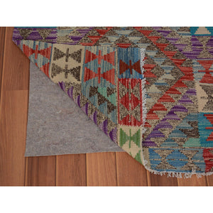 2'7"x4'1" Colorful Reversible Flat weave Afghan Kilim Pure Wool Hand Woven Oriental Rug FWR345060