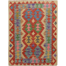 Load image into Gallery viewer, 2&#39;9&quot;x3&#39;8&quot; Colorful Reversible Afghan Kilim Flat weave Pure Wool Hand Woven Oriental Rug FWR345084