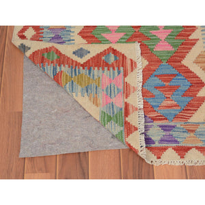 2'9"x3'8" Colorful Reversible Afghan Kilim Flat weave Pure Wool Hand Woven Oriental Rug FWR345084