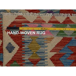 2'9"x3'8" Colorful Reversible Afghan Kilim Flat weave Pure Wool Hand Woven Oriental Rug FWR345084